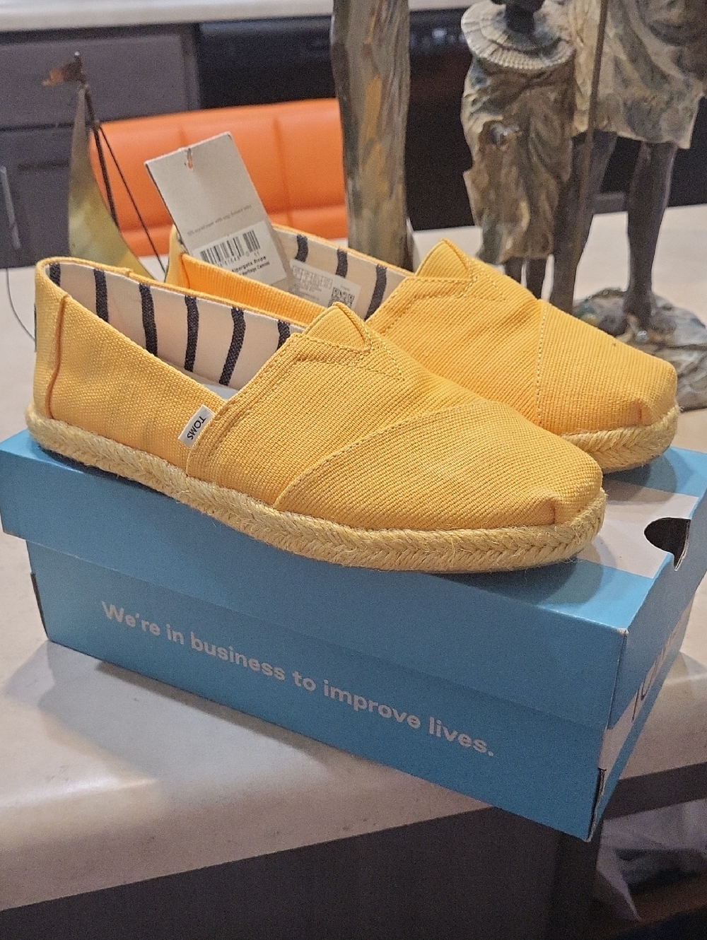Toms Yellow Canvas Espadrille Flats